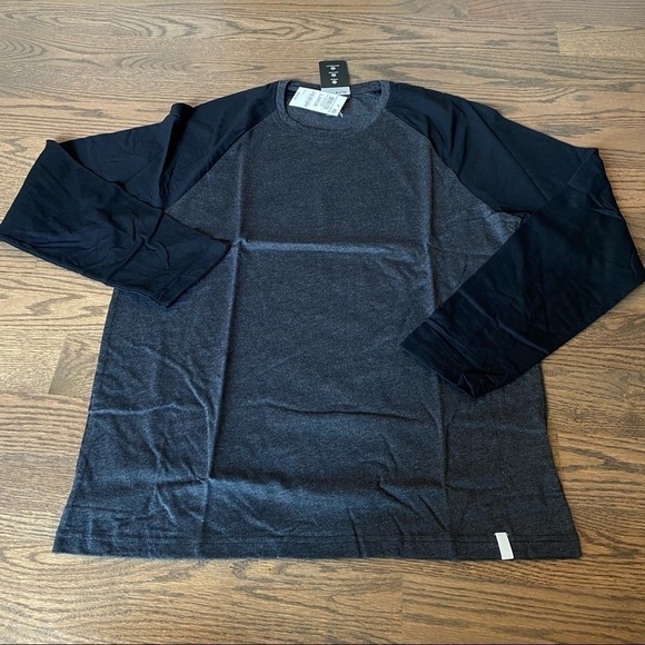 Alfani NWT long sleeve jersey style top deep black and Heather grey size Lg - Picture 1 of 7